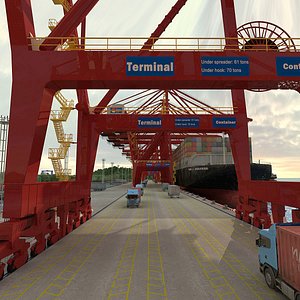 container terminal 3D model