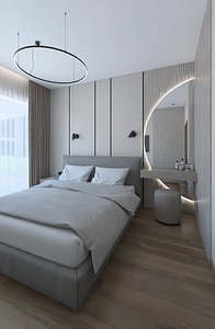 3D Cozy bedroom with beautiful wardrobe