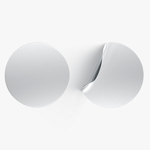 3D Two Round Stickers - silver smooth and curved sticky labels model