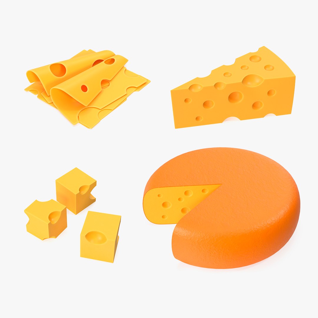 Cartoon Cheese Collection 2 3D model preview