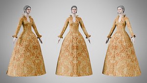 Dress 30 Amber Bloom Brocade 3D model