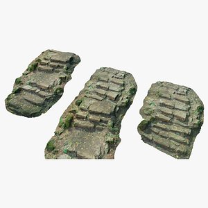 3D model Old Stone Steps Stair Forest Photoscan PBR