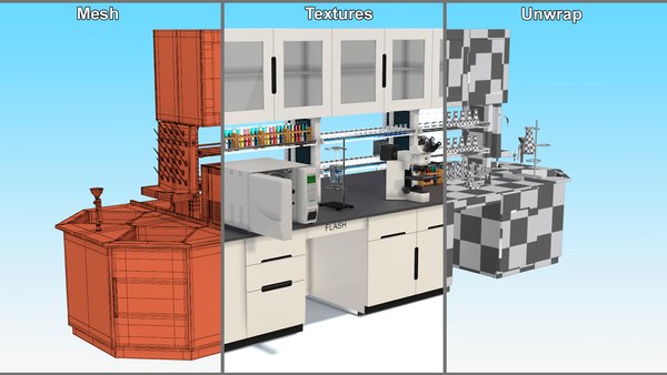 modelo 3d Mesa de laboratorio con equipo - TurboSquid 2275920