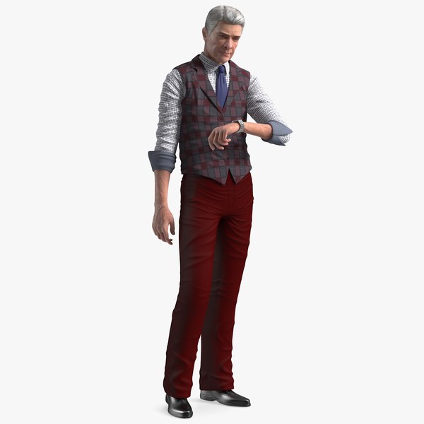 elderly man casual wear 3D model