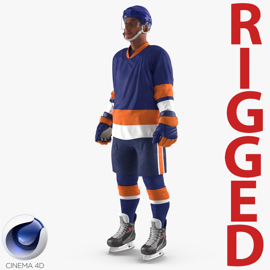 Hockey Player Generic 5 Rigged for Cinema 4D 3D Model 3D model preview