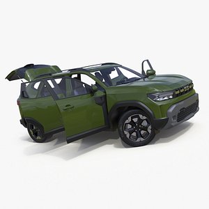 Modern Crossover SUV Green Rigged model
