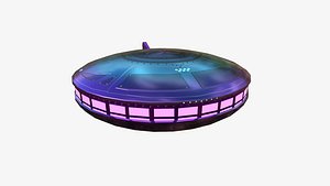 Alien Spaceship UFO A04 Purple Blue - Sci Fi Spacecraft Design 3D