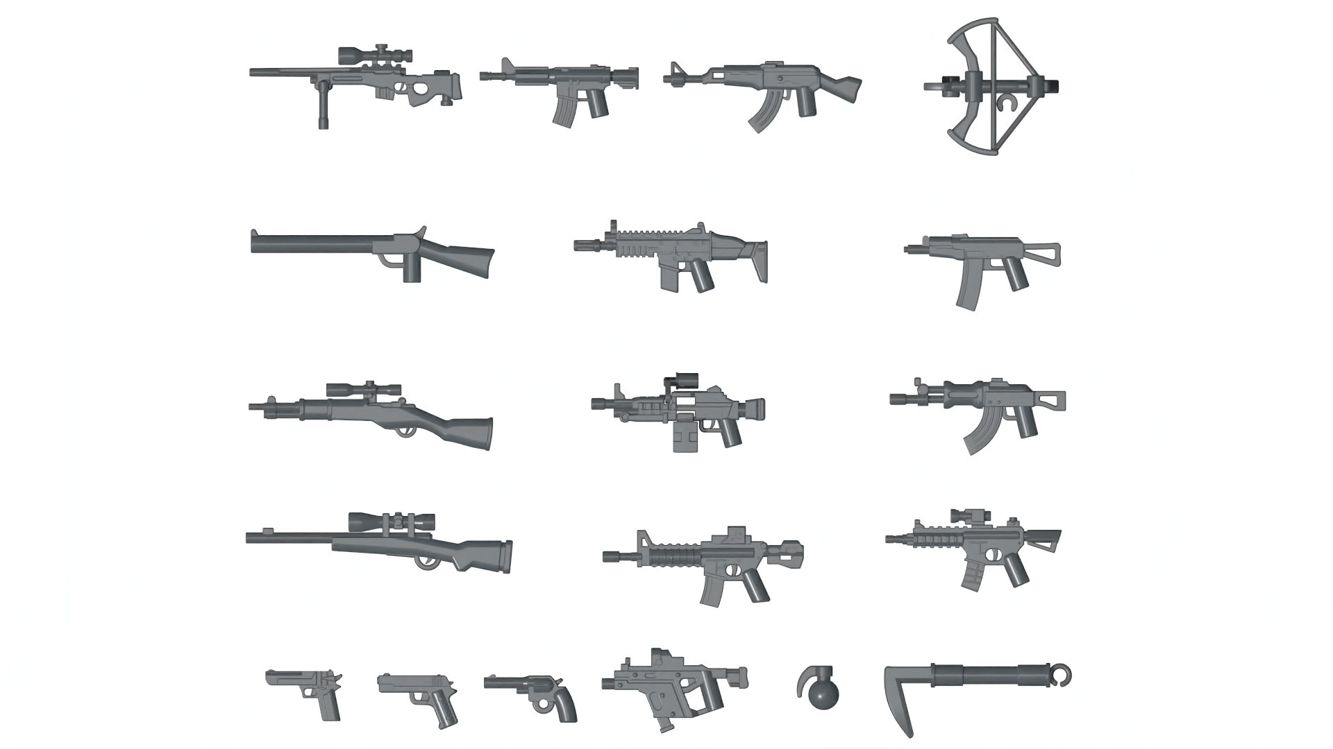 Printable and Matchable Lego Weapon Machine Gun Pack matches minifigure ...