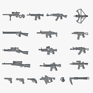 Printable and Matchable Lego Weapon Machine Gun Pack matches minifigure P2 model