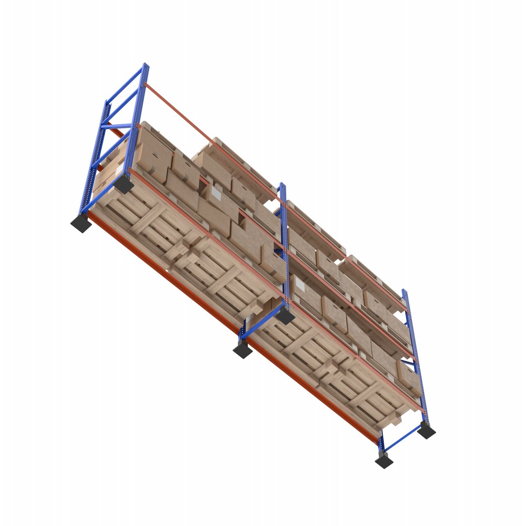 3D Model Pallet Rack And Cardboard Boxes - TurboSquid 2161150