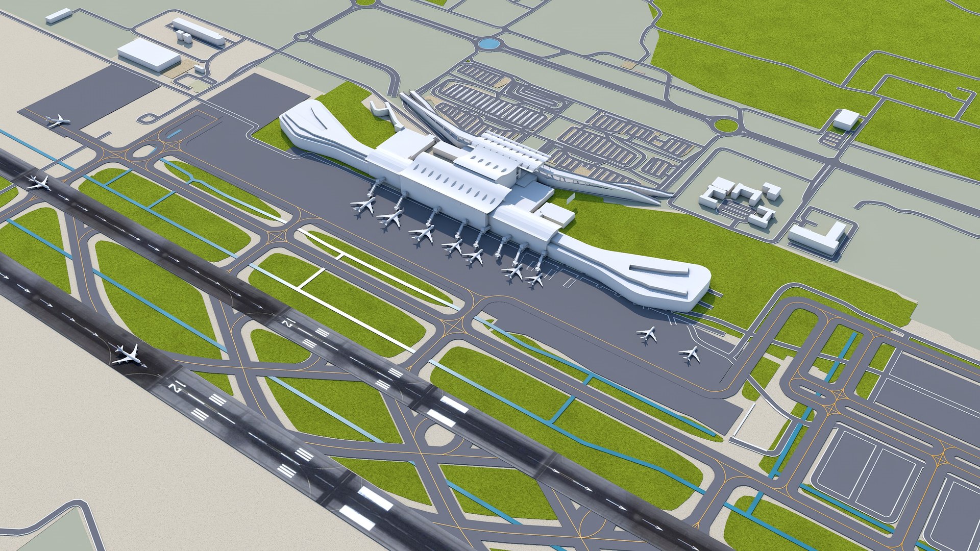 Rajiv Gandhi International Airport Hyderabad 3D Model TurboSquid 2051815