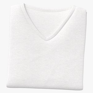 3D T Shirt Folded Female V Neck White Blank and Branded Heather model