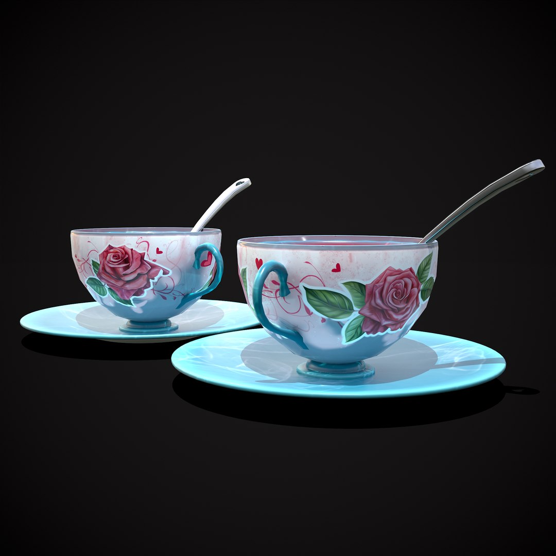 Valentines Rose Tea Cup 3D Model - TurboSquid 2197150