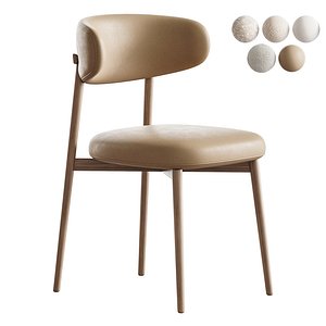 Modern Faux Leather Backrest Dining Chair with Oak Wood Legs