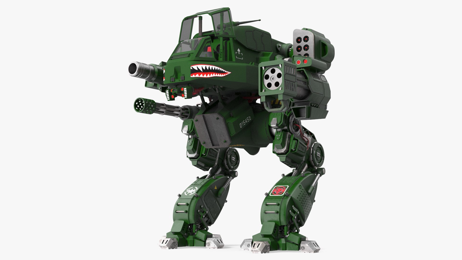 Dark Green Combat Robot Empty Rigged 3D model preview