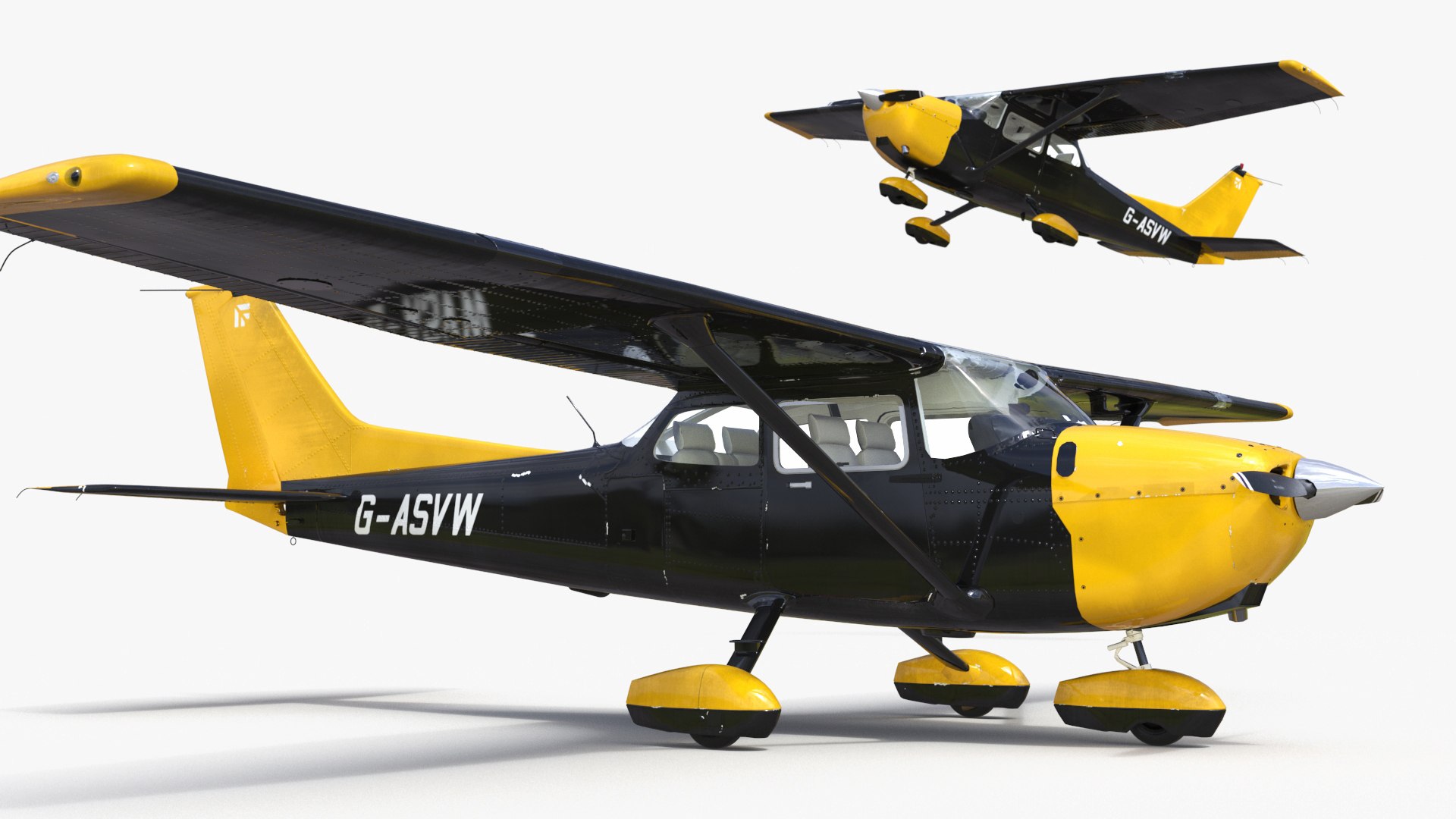 Private Airplane Cessna 172 Rigged for Cinema 4D 3D model preview