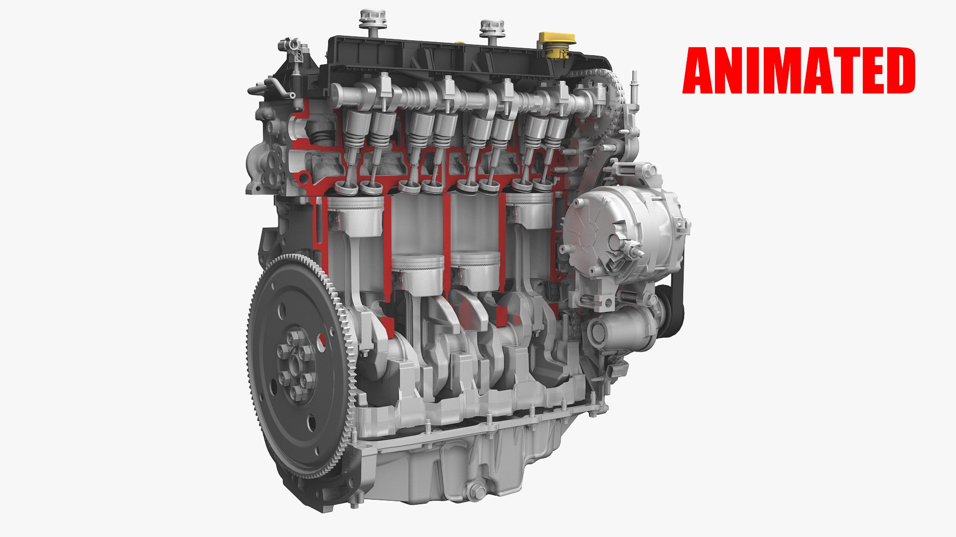 3d Engine Piston Motion Animation Model