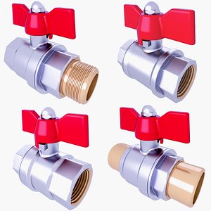 4 Ball Valves SET v25 model