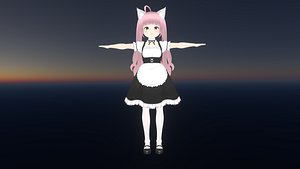 Game Ready Low Poly Anime Character Girl 21