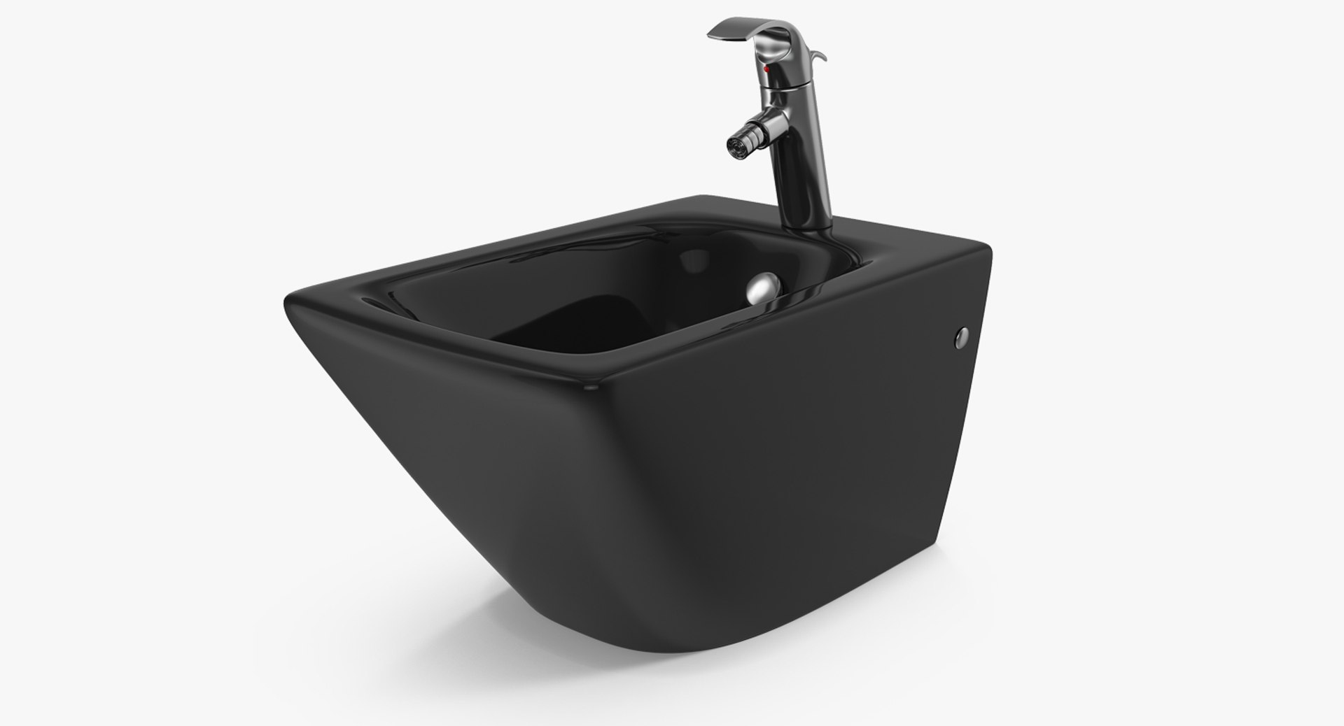 Back To Wall Modern Bidet Black 3D Model 3D model preview