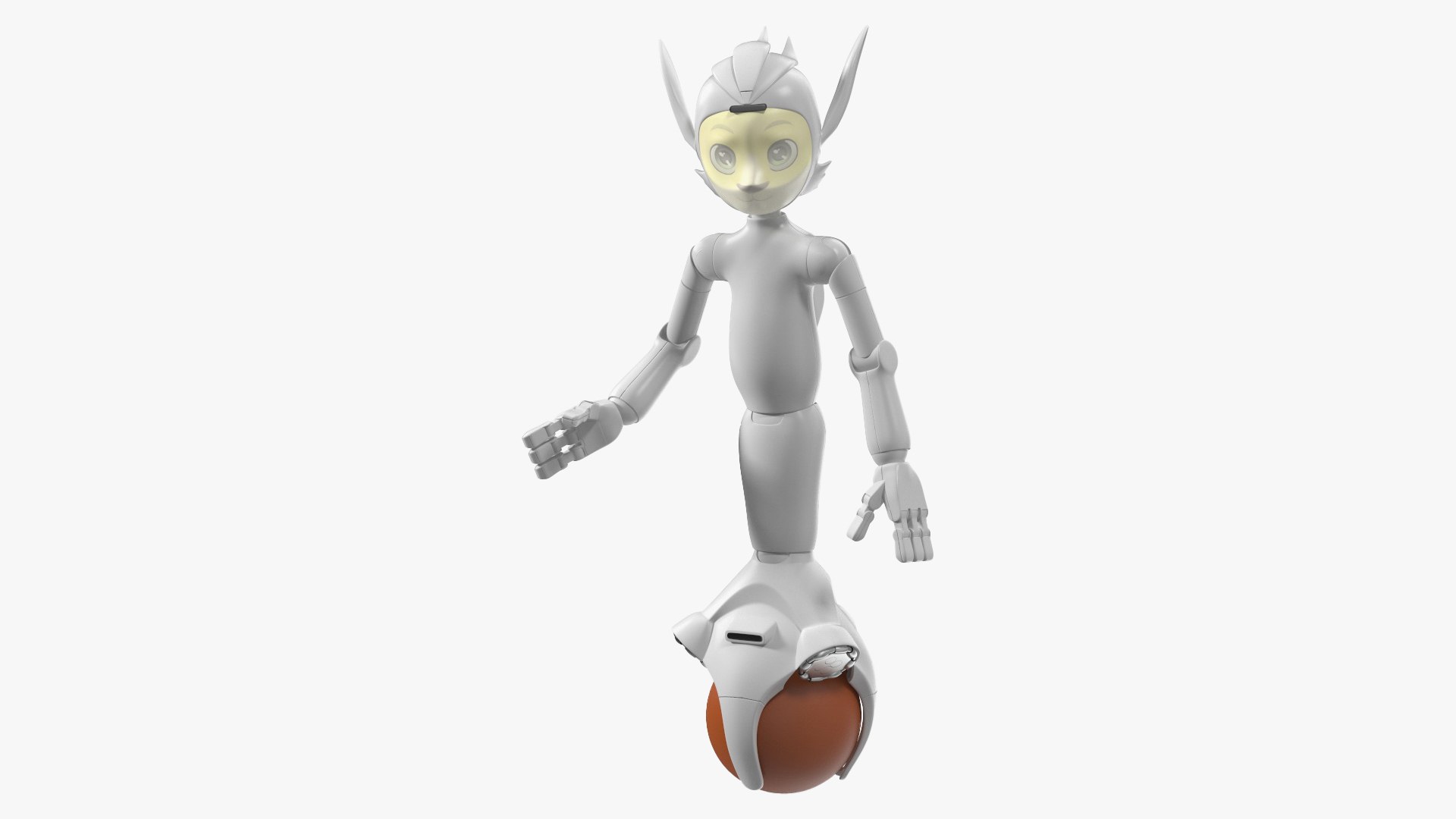 Social AI Robot Mirokai White Rigged for Maya 3D model preview