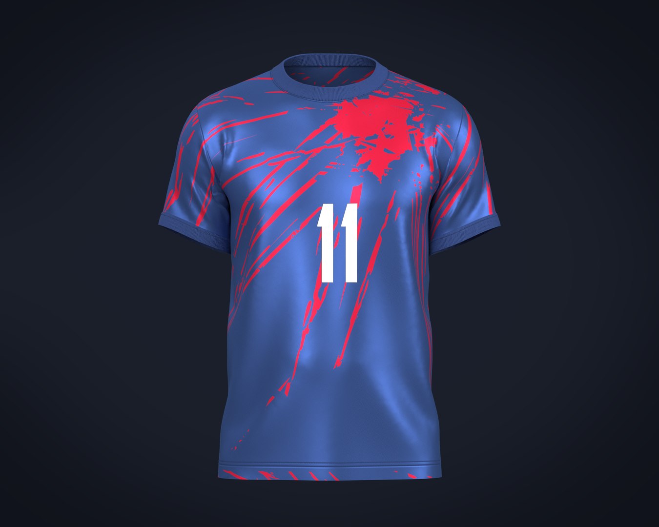 Soccer Football Red And Blue Color Jersey Player-11 3D Model