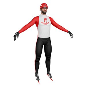 3D speed skater man