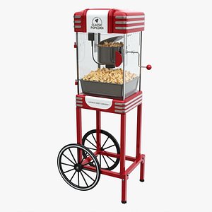 Popcorn Vintage Cart on Wheels 3D model
