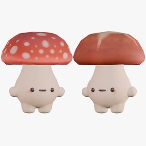 Cute Mushrooms - Long Mushroom 3D model