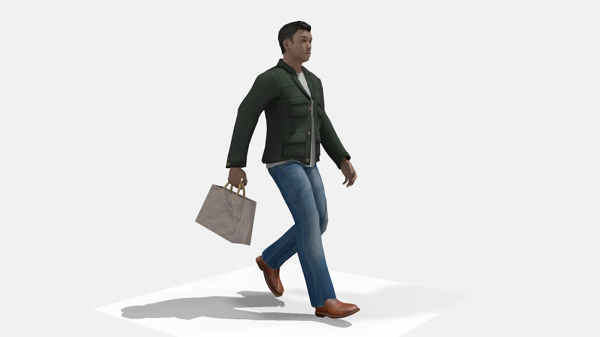 3D ANIMATED EURO MAN WALKING WITH A BAG Model - TurboSquid 1855026