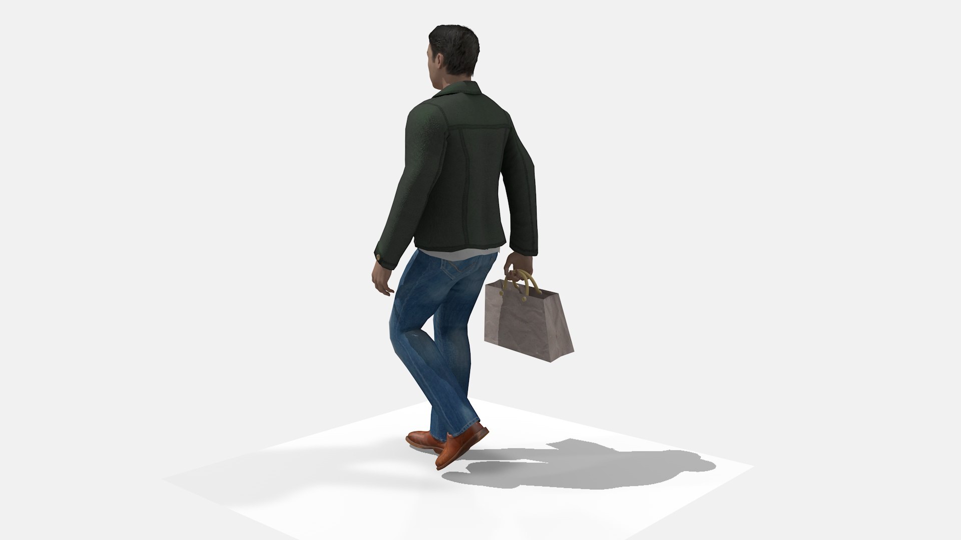 3D ANIMATED EURO MAN WALKING WITH A BAG Model - TurboSquid 1855026