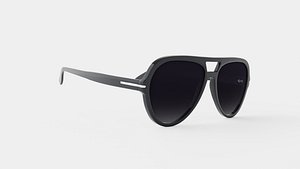 Black Double-Bridge Aviator Sunglasses