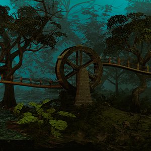 Fantasy  Forest Bridge Environment 3D model