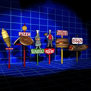 3d food sign 01 model