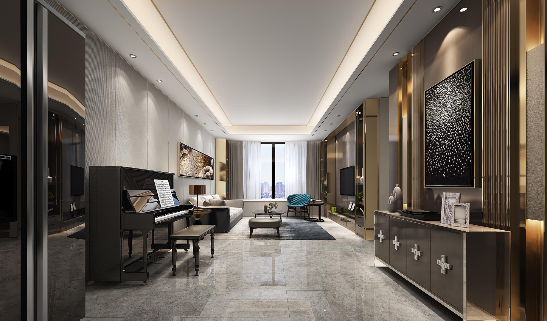 3D Model Modern Luxury Living Room - TurboSquid 2024754