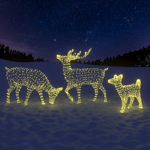 LED Deer Family &ndash; 3D Wireframe Christmas Light Sculptures