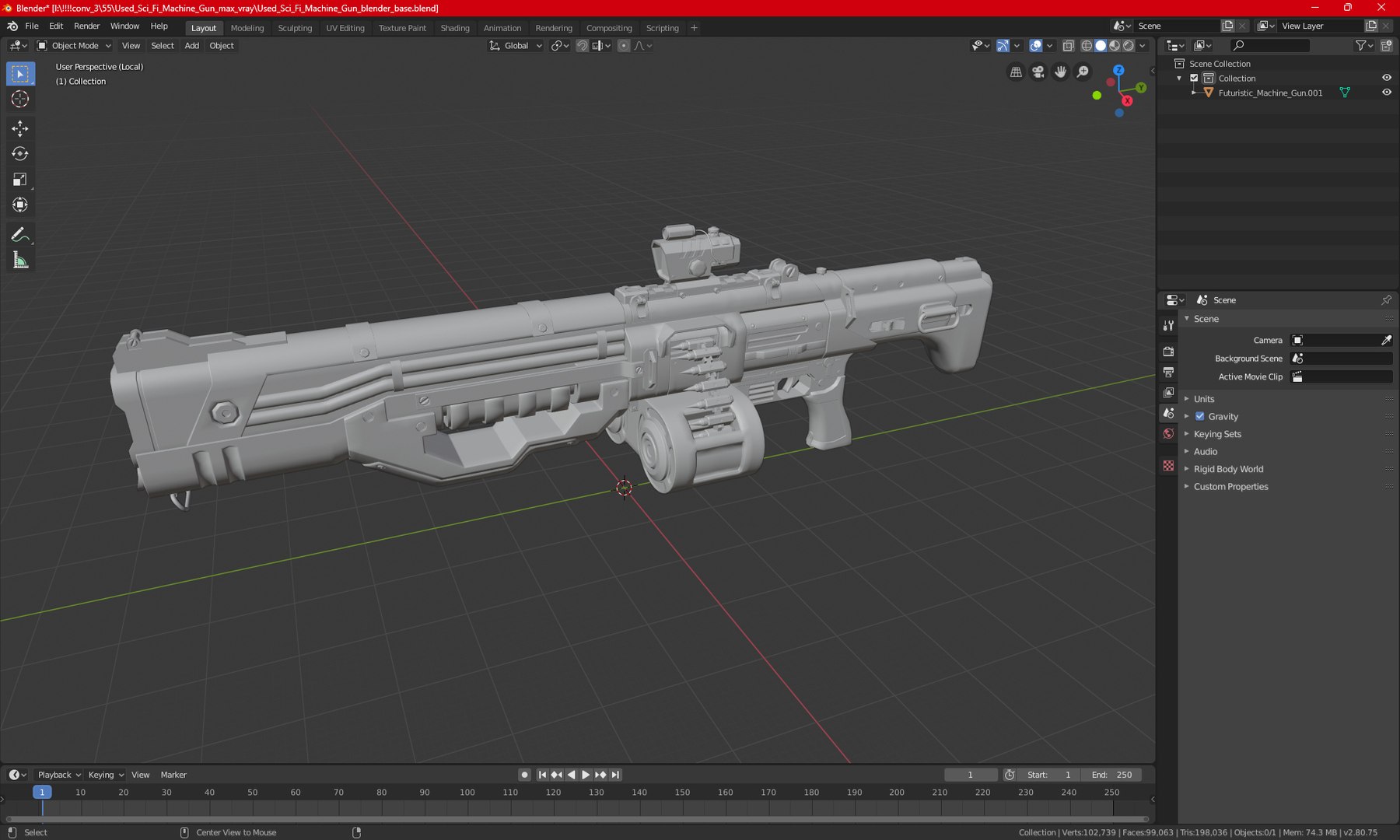 3D Used Sci Fi Machine Gun Model - TurboSquid 2197348