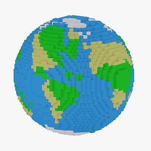 Planet Earth cartoon low poly pixel art 3D model