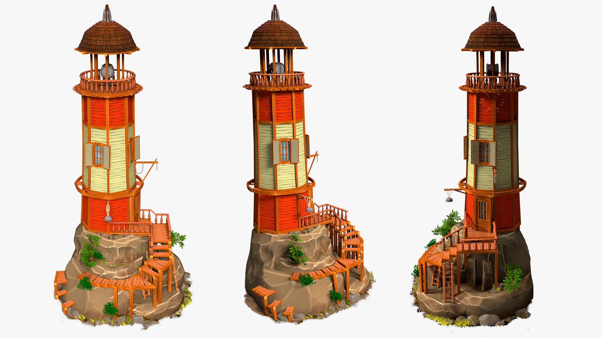 3D Old Lighthouse On A Rock Wild West High-poly Textured - TurboSquid ...