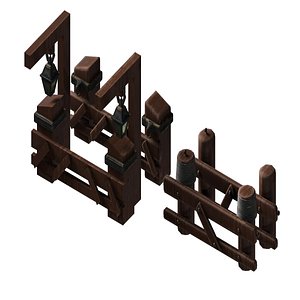 3D Modular Wooden fence game asset
