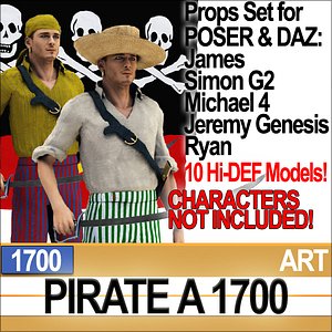 Props Set Poser Daz for Pirate A 1700
