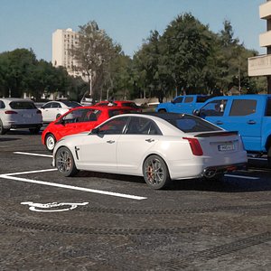 Filled Street Parking 54 Lots Old 3D model