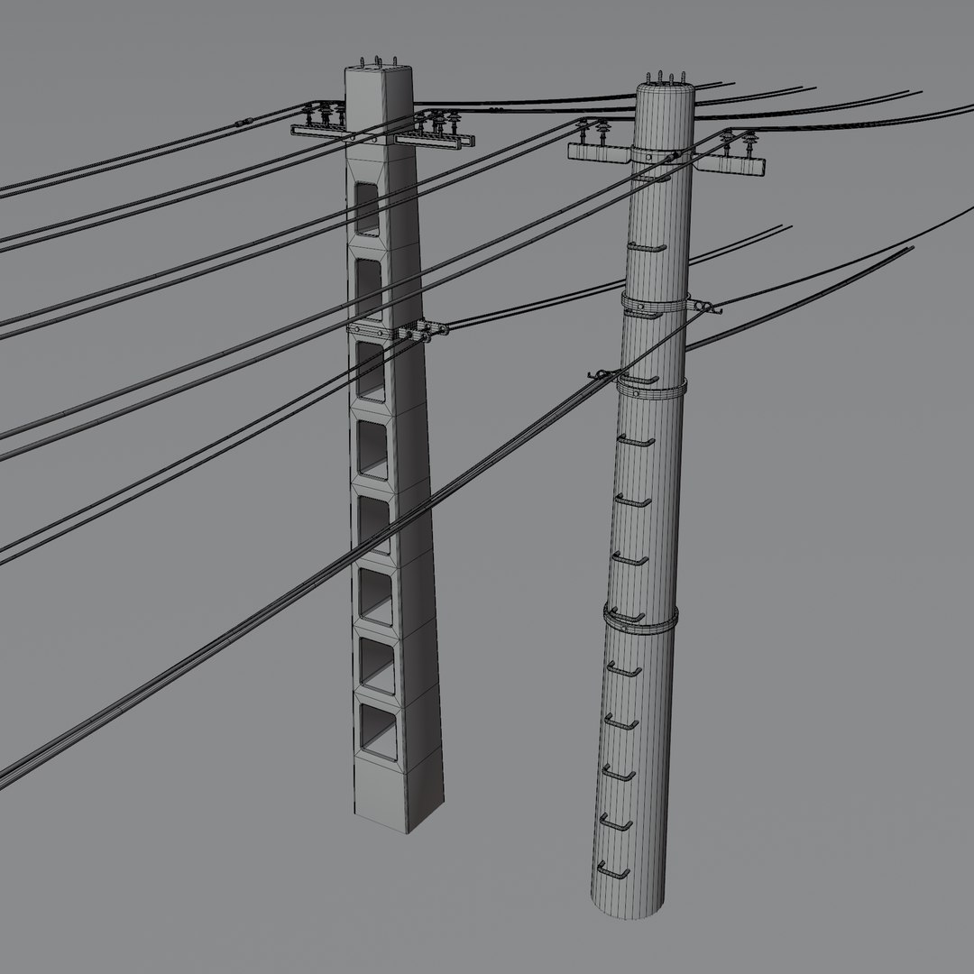 Concrete utility poles 3D model https://p.turbosquid.com/ts-thumb/Mg/L6fXsb/3H/23wireframe/png/1738064906/1920x1080/fit_q87/107ff48b86f2b35289cc1c0a7b808871282ea7c9/23wireframe.jpg