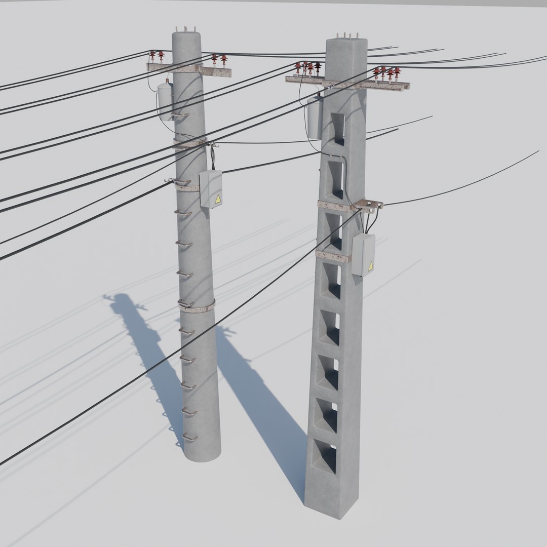 Concrete utility poles 3D model https://p.turbosquid.com/ts-thumb/Mg/L6fXsb/K8/1/png/1738064923/1920x1080/fit_q87/c71f11304c56daa8a186c0990a6cdaec1d6a1324/1.jpg