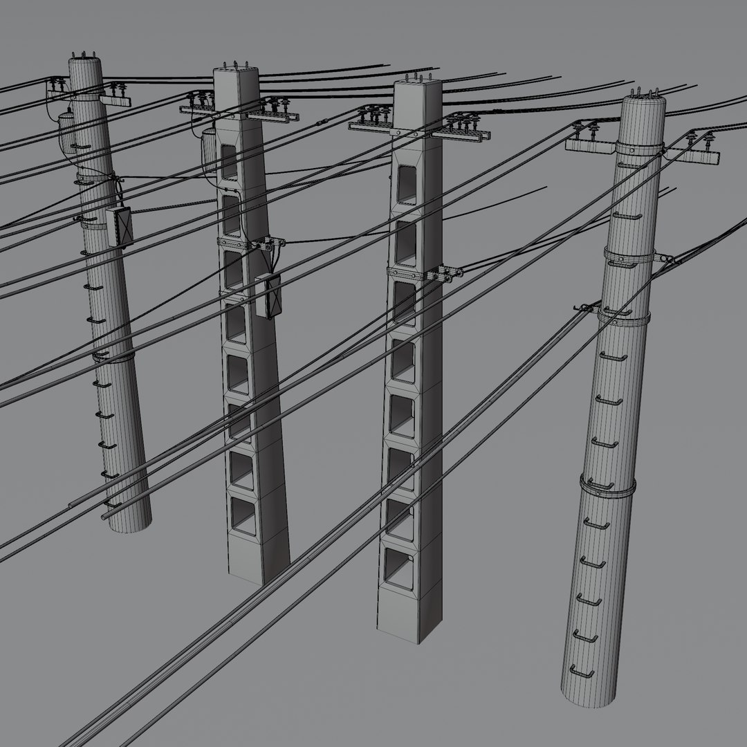 Concrete utility poles 3D model https://p.turbosquid.com/ts-thumb/Mg/L6fXsb/Nc/24wireframe/png/1738064915/1920x1080/fit_q87/9379a0065f73e25ded06ca018d5ed119d7f8af94/24wireframe.jpg