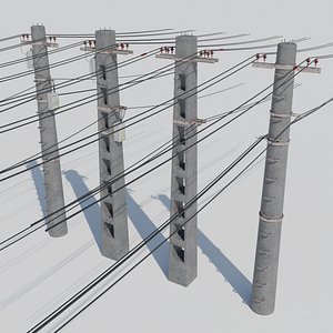 Concrete utility poles 3D model