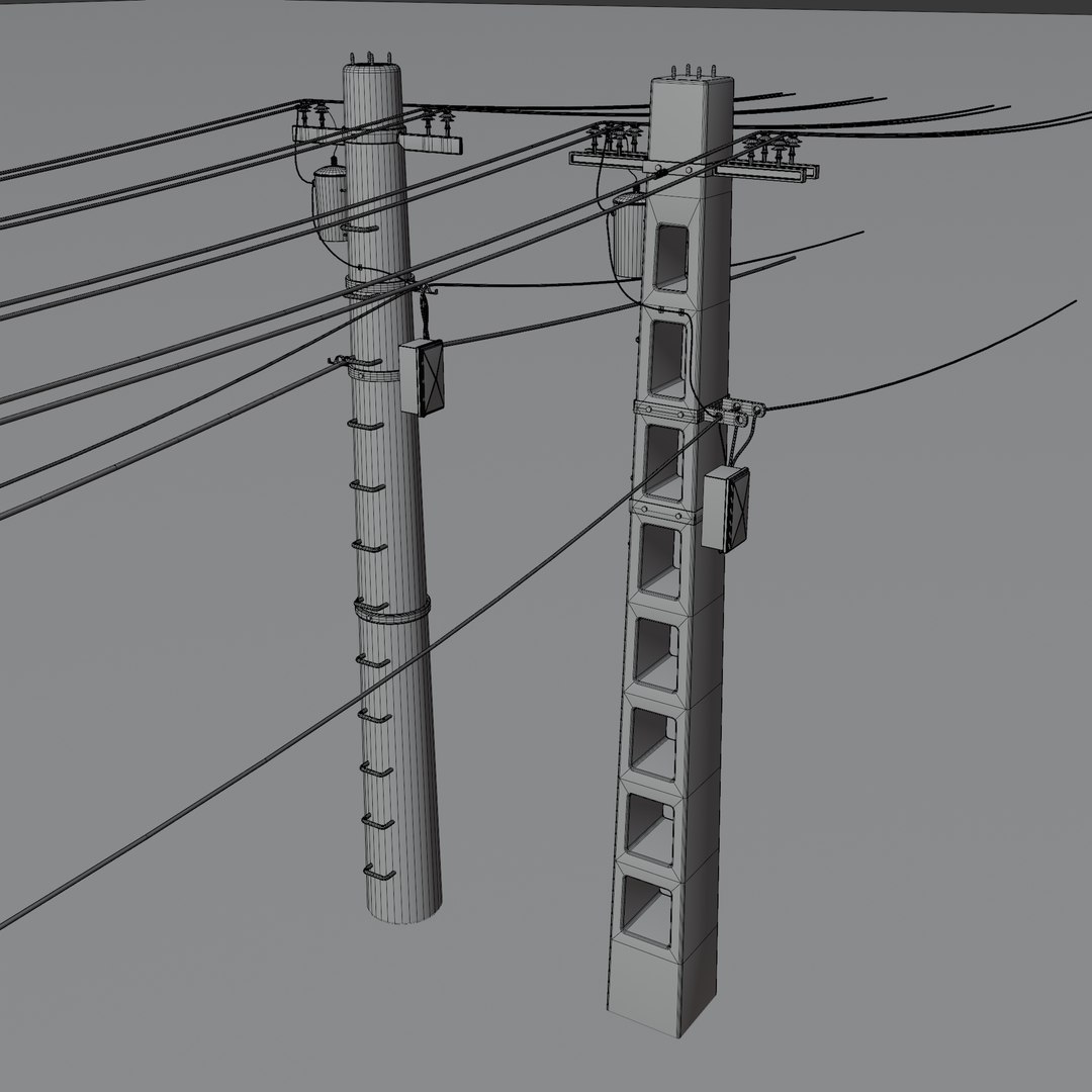 Concrete utility poles 3D model https://p.turbosquid.com/ts-thumb/Mg/L6fXsb/Wf/1wireframe/png/1738064920/1920x1080/fit_q87/bf6469011b91260ebb277c8e5f0bcaf18a1729ad/1wireframe.jpg
