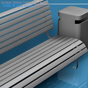 park benches baskets 3d obj