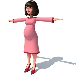 3d model cartoon pregnant woman