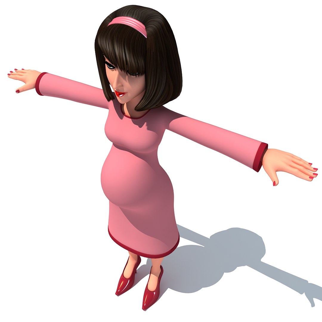 3d Model Cartoon Pregnant Woman